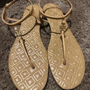 Tory Burch Marion Quilted Sandal Sz 9M in Tan